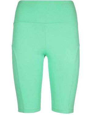 MSGM Logo-Print High-Waist Shorts - Green
