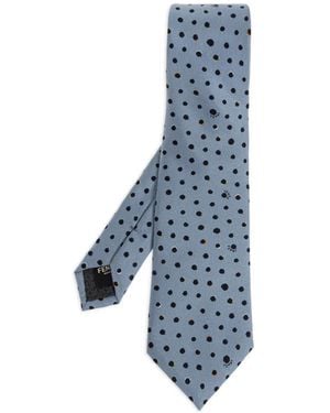 Fendi Falena Micro Dots Pattern Silk Tie - Blue