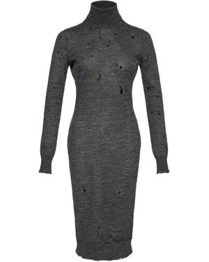 MM6 by Maison Martin Margiela Turtleneck Ribbed Dress - Gray