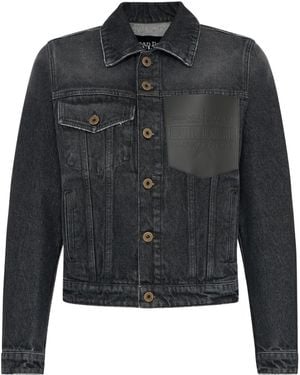 Jean Paul Gaultier Haute Jeanerie Leather-Pocket Denim Jacket - Blue
