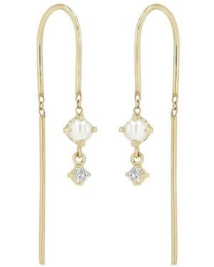 Zoe Chicco 14Ct Wire Diamond And Pearl Earrings - White