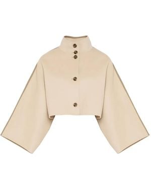Yves Salomon Double-Sided Cape Jacket - Natural