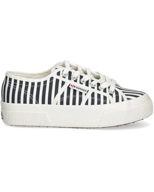 Superga 2740 Striped Platform Trainers - White