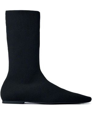 TOTEME Gerippte Strickstiefel mit eckiger Kappe - Schwarz
