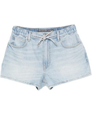 Alexander Wang Marathon Crystal-Drawstring Shorts - Blue