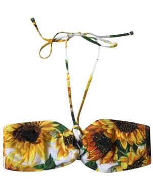 Dolce & Gabbana Top De Bikini Con Girasol Estampado - Blanco