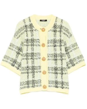Balmain Buttoned Check Tweed Cardigan - Metallic