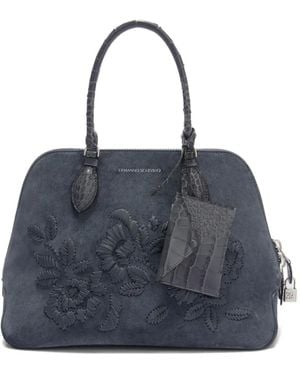 Ermanno Scervino Sac Cabas Brodé Orsetta En Daim - Bleu