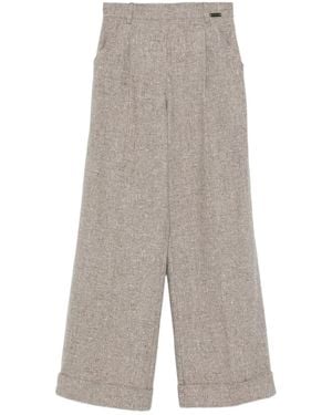 Manzoni 24 Tweed Cropped Broek Met Wijde Pijpen - Grijs