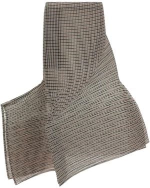 Issey Miyake Stripes Pleated Midi Skirt - Grey