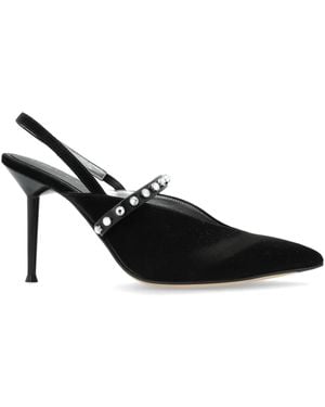 McQueen ビジュートリム スリングバックパンプス - ブラック