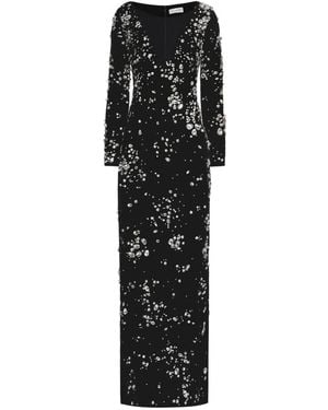 Oscar de la Renta Crystal-Embellished Velvet Gown - Black