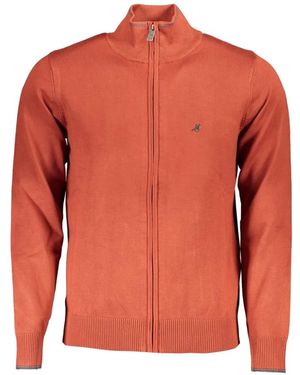 U.S. Grand Embroidered Zip-Up Cardigan - Orange