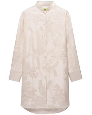 Shanghai Tang Patterned-Jacquard Shirt Dress - White