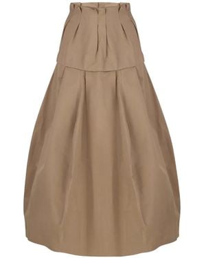 Litkovskaya Pleated Palloncino Midi Skirt - Natural