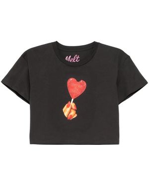 Melt Camiseta Corta Con Estampado Gráfico - Negro