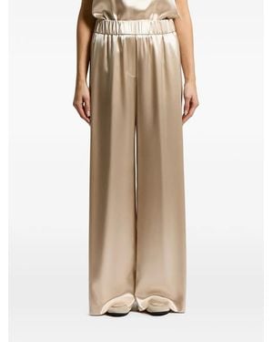 Peserico Satin-Finish Elasticated-Waistband Palazzo Pants - Natural
