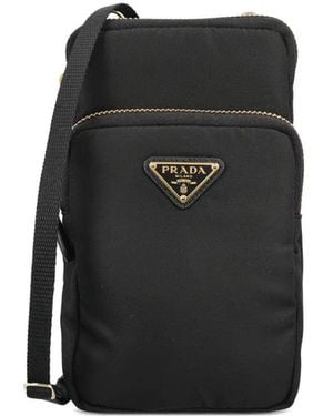 Prada Bolso de hombro con placa del logo - Negro