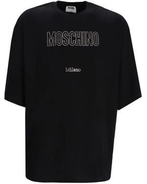 Moschino Crystal-Embellished Cotton T-Shirt - Black