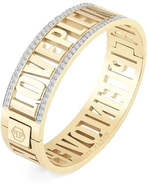 Philipp Plein Anello A Fascia Con Diamanti - Metallizzato