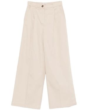 Emme Pantaloni A Palazzo Con Pieghe - Bianco