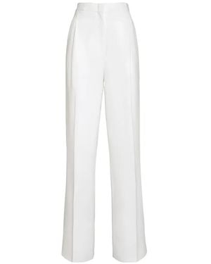 Ferragamo Pleated Straight-Leg Pants - White