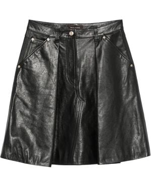 Wales Bonner Pleated Leather Midi Skirt - Black