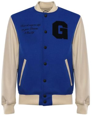 Giuliano Galiano Leather-Sleeve Jacket - Blue