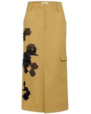 Hellessy Dima Bead-Embellished Lace-Appliqué Maxi Skirt - Yellow