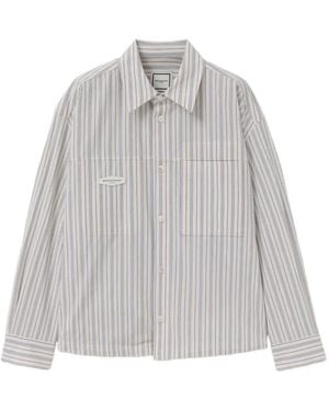 WOOYOUNGMI Striped Embroidered Shirt - Grey