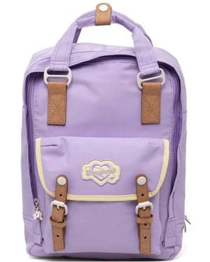 Doughnut Macaroon Kaleido Logo-Patch Buckle-Fastening Backpack - Purple