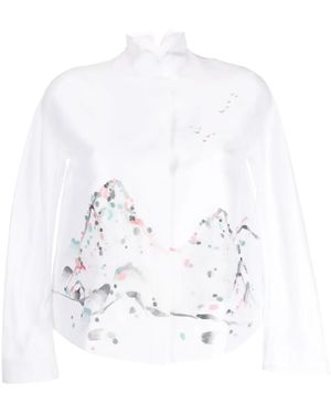 Shiatzy Chen Renascent Collection Floral-Print Jacket - White