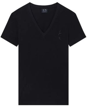 ARMANI EXCHANGE Camiseta Con Apliques - Negro