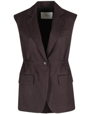 Tela Veston Boutonné À Lien De Resserrage - Multicolor