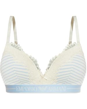 Emporio Armani Sujetador con ribete de encaje - Azul