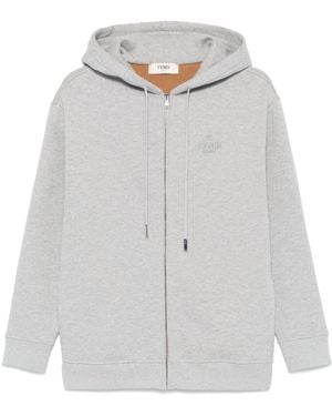 Fendi Hoodie mit Logo-Stickerei - Weiß