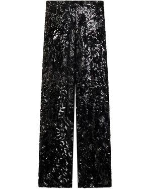 Golden Goose Tulle Trousers With Floral Embroidery - Black
