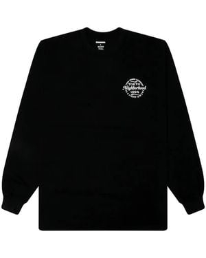 Neighborhood Ls-4 Logo-Print T-Shirt - Black