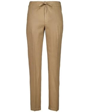 120% Lino Drawstring Linen Trousers - Natural