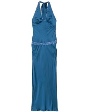 Asta Resort Celine Bead-Embellished Halterneck Maxi Dress - Blue