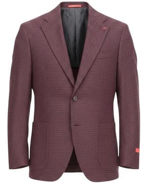 Isaia Micro-Patterned Single-Breasted Jacket - Purple