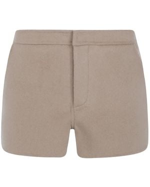 MC2 Saint Barth Leather-Trim Wool Shorts - Grey