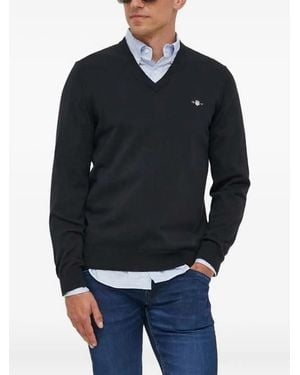 GANT Pull En Coton À Col V - Bleu