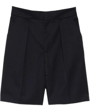 Victoria Beckham Bermudas Con Pliegues En El Frente - Negro