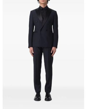 Emporio Armani Double-Breasted Virgin-Wool Suit - Blue