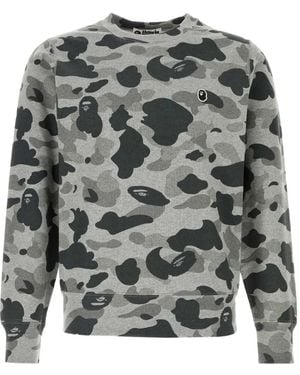 A Bathing Ape Logo-Patch Cotton Sweatshirt - Grey