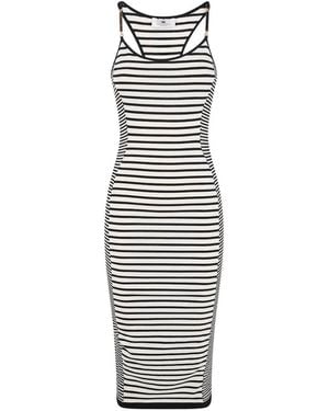 Elisabetta Franchi Striped Midi Dress - White