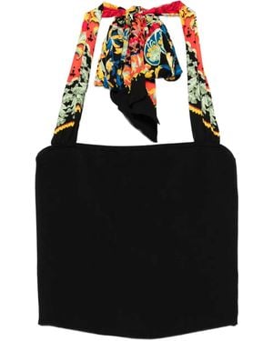 Alice + Olivia Lee Floral-print Halterneck Top - Black