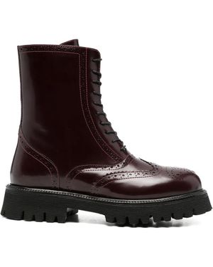 ADRIANNA FERETTI Brogue-Detail Lace-Up Boots - Purple
