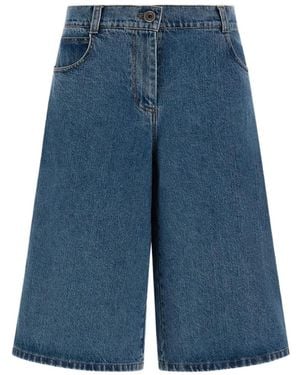 Herno Five-Pocket Knee-Length Denim Shorts - Blue